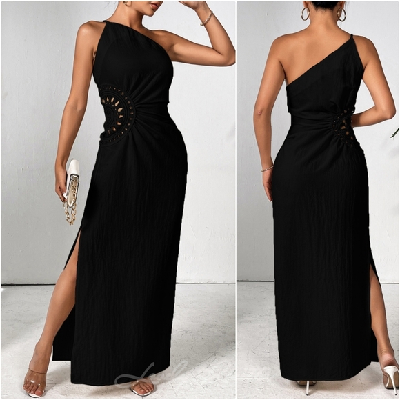 Stunning Slit Maxi Dress with One-Shoulder Design - Picture 5 of 6